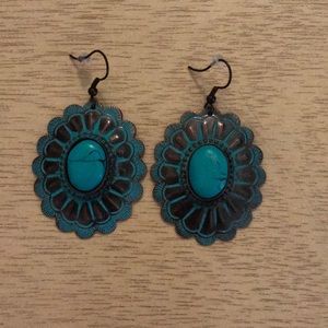 Turquoise and bronze earrings